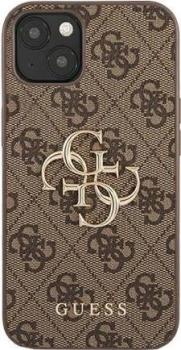 Guess для iPhone 12/12 Pro (6.1) чехол PU 4G Big metal logo Hard Brown