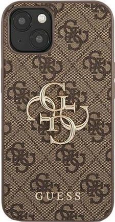 Guess для iPhone 12/12 Pro (6.1) чехол PU 4G Big metal logo Hard Brown