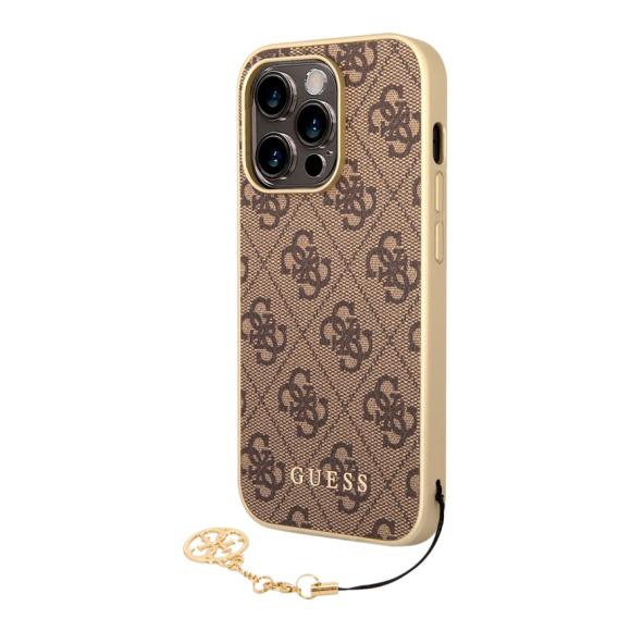 Guess для iPhone 12/12 Pro (6.1) чехол PU 4G Big metal logo Hard Brown