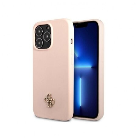 Guess для iPhone 13 Pro Max чехол PU 4G Big metal logo Hard Pink
