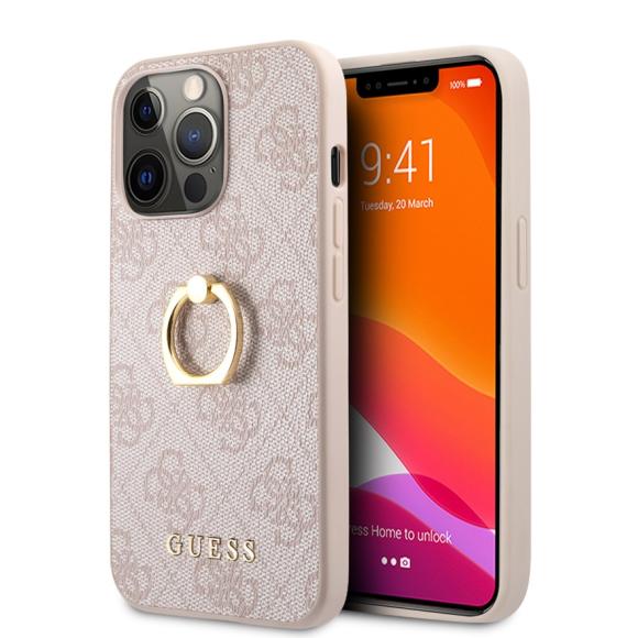 Guess для iPhone 13 Pro Max чехол PU 4G Big metal logo Hard Pink