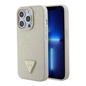 Guess для iPhone 15 Pro Max чехол PU Croco Triangle metal logo Hard Gold