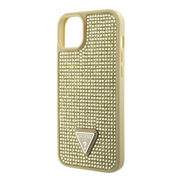 Guess для iPhone 15 Pro Max чехол PU Croco Triangle metal logo Hard Gold