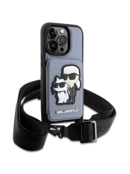 Lagerfeld для iPhone 14 Pro Max чехол Crossbody cardslot PU Saffiano Karl Ikonik metal Hard Black