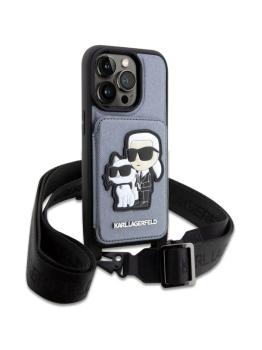 Lagerfeld для iPhone 14 Pro Max чехол Crossbody cardslot PU Saffiano Karl Ikonik metal Hard Black