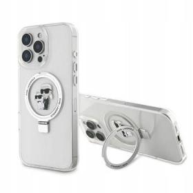 Lagerfeld для iPhone 14 Pro Max чехол PC/TPU + Ring stand NFT Choupette head Hard Transp (MagSafe)