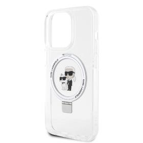 Lagerfeld для iPhone 14 Pro Max чехол PC/TPU + Ring stand NFT Choupette head Hard Transp (MagSafe)