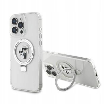 Lagerfeld для iPhone 14 Pro Max чехол PC/TPU + Ring stand NFT Choupette head Hard Transp (MagSafe)