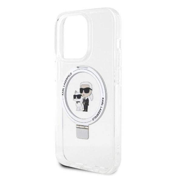 Lagerfeld для iPhone 14 Pro Max чехол PC/TPU + Ring stand NFT Choupette head Hard Transp (MagSafe)