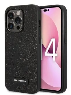 Lagerfeld для iPhone 14 Pro Max чехол PU Saffiano Monogram Metal logo Hard Grey