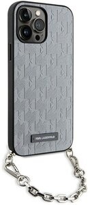 Lagerfeld для iPhone 14 Pro Max чехол PU Saffiano Monogram Metal logo Hard Grey