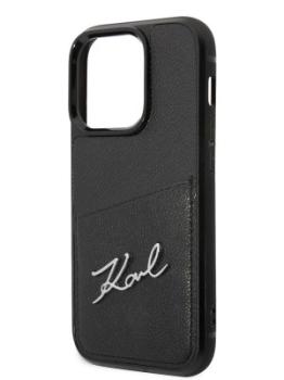 Lagerfeld для iPhone 14 Pro Max чехол PU Signature logo with Cardslot Hard Black