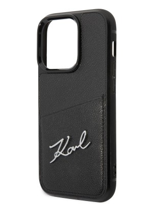 Lagerfeld для iPhone 14 Pro Max чехол PU Signature logo with Cardslot Hard Black