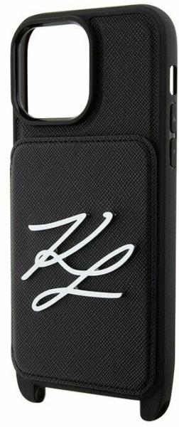 Lagerfeld для iPhone 14 Pro Max чехол PU Signature logo with Cardslot Hard Black