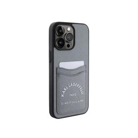 Lagerfeld для iPhone 15 Pro чехол Cardslot PU Saffiano RSG 3D rubber logo Hard Black