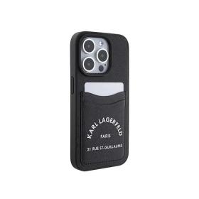 Lagerfeld для iPhone 15 Pro чехол Cardslot PU Saffiano RSG 3D rubber logo Hard Black