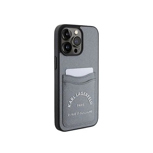 Lagerfeld для iPhone 15 Pro чехол Cardslot PU Saffiano RSG 3D rubber logo Hard Black