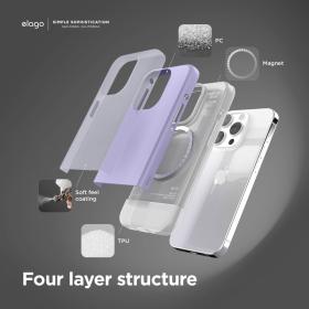 Elago для iPhone 15 Pro чехол GLIDE (tpu+pc) Clear/Purple (MagSafe)