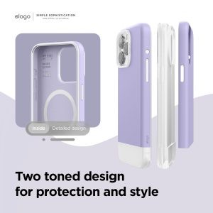 Elago для iPhone 15 Pro чехол GLIDE (tpu+pc) Clear/Purple (MagSafe)