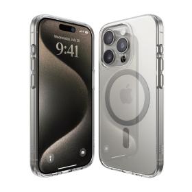 Elago для iPhone 15 Pro Max чехол HYBRID (pc/tpu) Clear/Medium Grey (MagSafe)