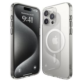 Elago для iPhone 15 Pro Max чехол HYBRID (pc/tpu) Clear/Medium Grey (MagSafe)