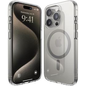 Elago для iPhone 15 Pro Max чехол HYBRID (pc/tpu) Clear/Medium Grey (MagSafe)