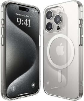Elago для iPhone 15 Pro Max чехол HYBRID (pc/tpu) Clear/Medium Grey (MagSafe)