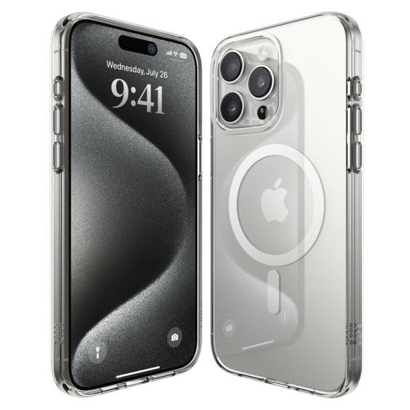 Elago для iPhone 15 Pro Max чехол HYBRID (pc/tpu) Clear/Medium Grey (MagSafe)