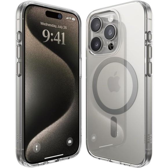 Elago для iPhone 15 Pro Max чехол HYBRID (pc/tpu) Clear/Medium Grey (MagSafe)