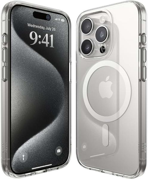 Elago для iPhone 15 Pro Max чехол HYBRID (pc/tpu) Clear/Medium Grey (MagSafe)