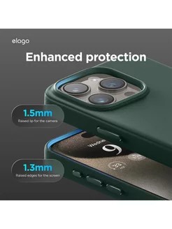 Elago для iPhone 15 Pro Max чехол PU Leather Midnight Green (MagSafe)