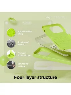 Elago для iPhone 15 Pro Max чехол Soft silicone (Liquid) Lime Green