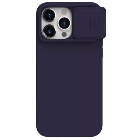 Nillkin для iPhone 15 Pro чехол CamShield Silky Magnetic Silicone Midnight Blue