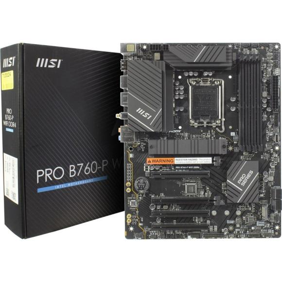 MB s1700 MSI Pro B760-P WiFi, 4*DDR4, 5*PCIEx16, 2*M.2, 2*TypeC, 2*USB3.2Gen2, 2*USB3.2Gen1, 8*USB2.0, 4*SATA3.0, 2.5G, DP, HDMI, ATX, RTL