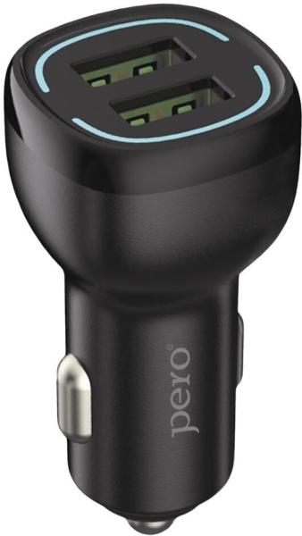 AЗУ PERO AC04 2USB 2.4A AUTOMAX c кабелем Type-C в комплекте, черное
